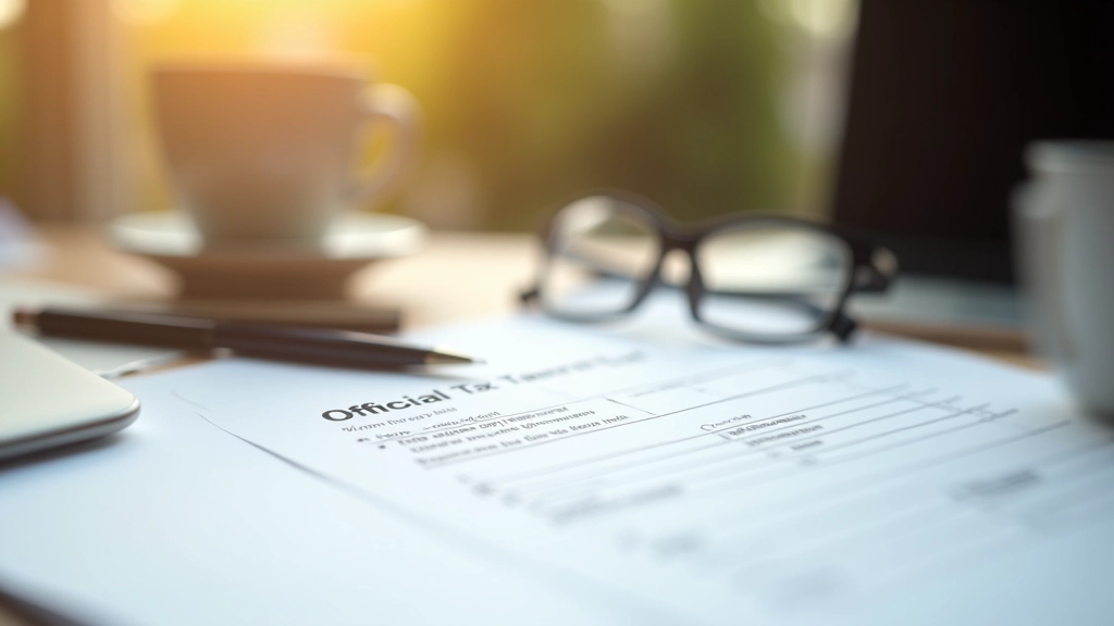 Official tax form on desk with calculator and documents